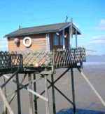 sur la plage &agrave; mar&eacute;e basse