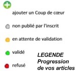 Légende progression articles coup de coeur Légende progression articles coup de coeur